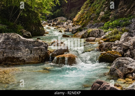 Les petites cascades dans une rivière dans le parc national du Triglav, en Slovénie Banque D'Images