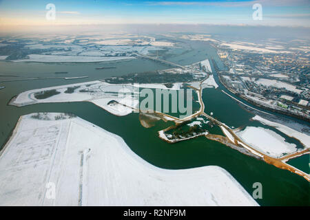 Vue aérienne, Lippe Lippe, bouche, Wesel, Rhénanie du Nord-Westphalie, Allemagne, Europe, Banque D'Images