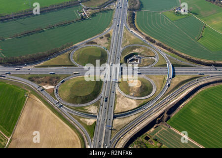 Kamener Kreuz A2 A1, Bergkamen, Ruhr, Rhénanie du Nord-Westphalie, Allemagne, Europe, Banque D'Images