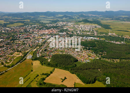 Vue aérienne, Okresice, Ceská Lípa, Liberec, République Tchèque, Europe, Banque D'Images