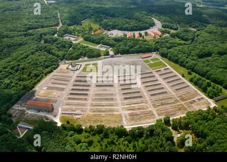 Vue aérienne, l'ancien camp de concentration de Buchenwald près de Weimar, camp de concentration, Weimar, Thuringe, Allemagne, Europe, Banque D'Images