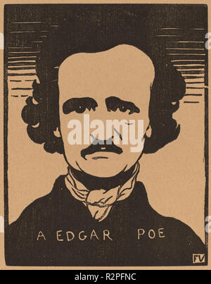 Un Edgar Poe. En date du : 1894. Dimensions : 15,9 x 12,2 plaque : cm (6 1/4 x 4 in.) 13/16 : feuille 32,5 x 14,5 cm (12 13/16 x 5 11/16 in.). Technique : gravure sur papier vélin brun. Musée : National Gallery of Art, Washington DC. Auteur : Félix Vallotton. Félix Vallotton, Edouard. Banque D'Images