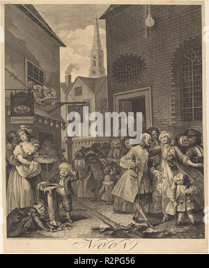 Midi. En date du : 1738. Technique : gravure et gravure. Musée : National Gallery of Art, Washington DC. Auteur : William Hogarth. Banque D'Images