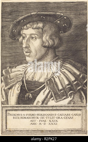 L'empereur Ferdinand I. Date : 1531. Technique : gravure. Musée : National Gallery of Art, Washington DC. Auteur : Barthel Beham. Banque D'Images