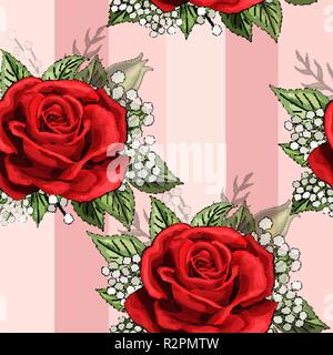 Bouquet de fleurs rose rouge se propage sans papier peint Motif éléments réducteur Illustration de Vecteur