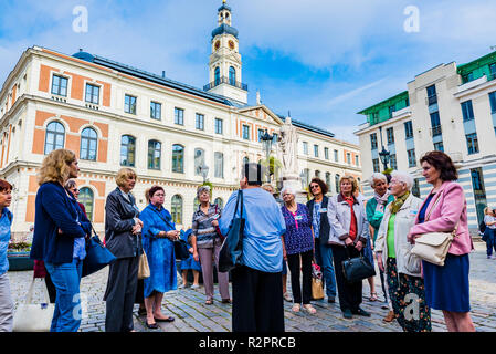 Le Conseil de la ville de Riga est le gouvernement de la ville de Riga, capitale de Lettonie. Il est situé dans la ville de Riga à la place de l'Hôtel de Ville, Rātslaukums. Rig Banque D'Images
