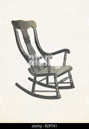 Fauteuil à bascule (carré à l'arrière). En date du : ch. 1937. Dimensions : hors tout : 30,2 x 21,9 cm (11 7/8 x 8 5/8 in.) Objet : 40 SAI Original' de hauteur ; 18 1/2" de large à l'arrière ; 22 1/2' bras large sur le bras. Médium : Aquarelle, mine de plomb, Stylo et encre sur papier. Musée : National Gallery of Art, Washington DC. Auteur : Robert Gilson. Banque D'Images