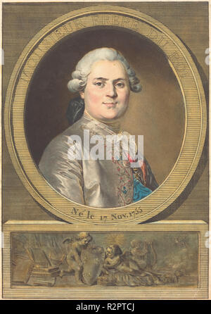 Monsieur frère du Roi (le frère du roi). En date du : 1789. Dimensions : image : 20,3 x 14,2 cm (8 x 5 9/16 in.) : 20,9 x 14,7 Fiche cm (8 1/4 x 5 13/16 in.). Médium : Laver, imprimé en bleu, rouge, carmin, jaune, orange, vert et noir d'encre. Musée : National Gallery of Art, Washington DC. Auteur : Antoine François Sergent après Pierre Duplessis. Banque D'Images