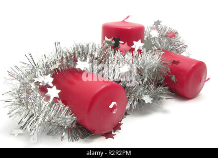 Bougies rouge avec décoration de Noël Banque D'Images