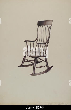 Fauteuil à bascule. En date du : 1937. Dimensions : hors tout : 35,5 x 24,2 cm (14 x 9 1/2 in.) Objet de la DIA d'origine : aucune donnée. Médium : Aquarelle, crayon de couleur, graphite et de sensibiliser certains sur du carton. Musée : National Gallery of Art, Washington DC. Auteur : Robert Pohle. Banque D'Images