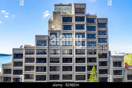 Emblématique Sirius complexe d'habitations à l'architecture brutaliste style, the Rocks Sydney NSW Australie. Banque D'Images