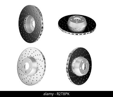 Pièces détachées auto pour voiture, les disques de frein sur fond blanc Banque D'Images