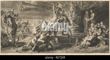 L'élévation de la Croix. Technique : gravure (à partir de 3 plaques sur trois feuilles). Musée : National Gallery of Art, Washington DC. Auteur : Jan Witdoeck après Sir Peter Paul Rubens. Banque D'Images