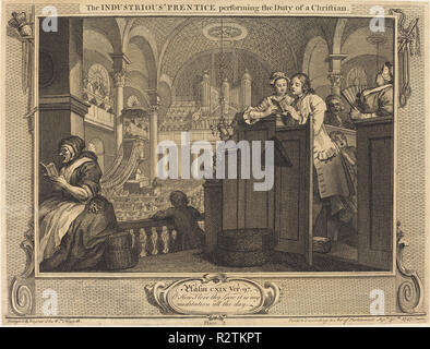 L'industrieux Prentice effectuant le Dutyof un chrétien. En date du : 1747. Technique : gravure et gravure. Musée : National Gallery of Art, Washington DC. Auteur : William Hogarth. Banque D'Images