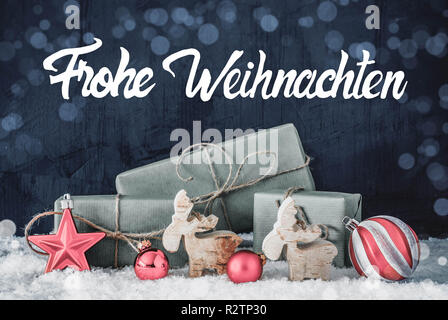 Décoration de Noël, la calligraphie Frohe Weihnachten signifie Joyeux Noël Banque D'Images