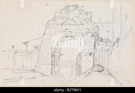 Arc de Drusus près de la Voie Appienne. En date du : 1744/1750. Fiche technique : Dimensions : 11,4 x 18 cm (4 1/2 x 7 1/16 in.) page size : 42,5 x 27,7 cm (16 3/4 x 10 7/8 in.). Médium : graphite sur papier vergé. Musée : National Gallery of Art, Washington DC. Auteur : Joseph-Marie Vien. Banque D'Images