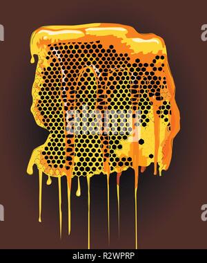 D'abeilles avec du miel qui coule, vector illustration Illustration de Vecteur