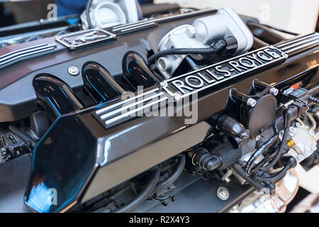 Munich, Allemagne - 28 décembre 2016 : moteur de la Rolls-Royce close up en BMW World exhibition Banque D'Images