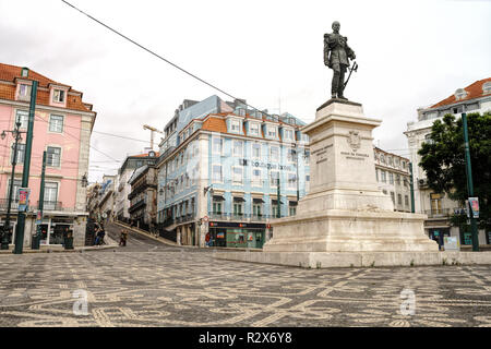 Avis de Duque da Terceira Square situé dans le centre de Lisbonne, à proximité de la gare de Cais do Sodré . Portugal Banque D'Images