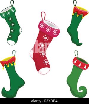 Ensemble de chaussettes de Noël le symbole de l'icône du design. Vector illustration Noël isolé sur fond blanc. Vector illustration pour Noël, nouvel an, de Illustration de Vecteur