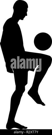 Joueur de soccer juggling ball avec son genou pour animaux ou la balle sur son pied icône silhouette vecteur de couleur noire style télévision je simple image Illustration de Vecteur