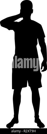 Homme de fermer ses yeux ses mains avant l'icône vue silhouette vecteur de couleur noire style télévision je simple image Illustration de Vecteur