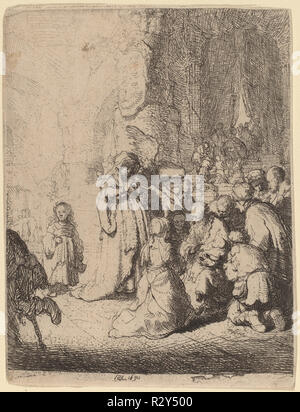 La présentation au Temple avec l'ange : petite assiette. En date du : 1630. Technique : gravure. Musée : National Gallery of Art, Washington DC. Auteur : REMBRANDT, Harmenszoon van Rijn. Banque D'Images