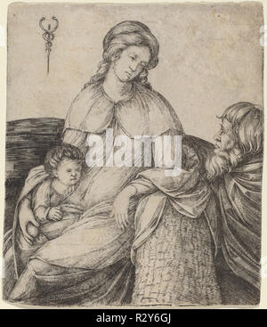 Sainte Famille. En date du : ch. 1508/1509. Fiche technique : Dimensions : 11,5 x 9,9 cm (4 1/2 x 3 7/8 in.). Technique : gravure. Musée : National Gallery of Art, Washington DC. Auteur : Jacopo de' BARBARI. Banque D'Images