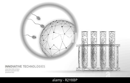 La fertilisation in vitro test tube poly faible. La technologie moderne de reproduction medicine health care concept d'entreprise en bonne santé la grossesse. Centre médical naissance sperme polygonales concept moderne de FIV Illustration de Vecteur