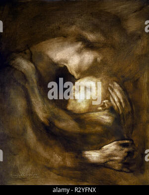 Enfant malade 1893 par Anatole Eugène Carrière 1849 - 1906 artiste symboliste français de la période fin de siècle. 1849-1906, 20e siècle, France Banque D'Images