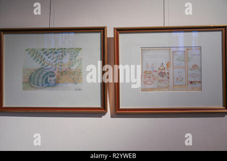 Ivan Hor, peintre d'origine hongroise vivant dans le Saint-Tropez, France, Galerie d'exposition rétrospective 50 Pinter Budapest, Hongrie (3) bateaux de papier D Banque D'Images