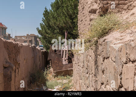 Un Soviet tank détruit, Herat, Afghanistan Banque D'Images