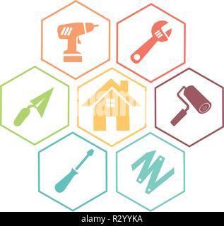 Icône pour illustrer bricolage et travaux dans une maison ou un bâtiment Illustration de Vecteur