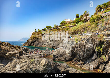 Manarola, Ligurie, Italie - 08 août 2018 - vue de la rue Banque D'Images