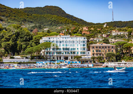 Santa Margherita, Cinque Terre, Ligurie, Italie - 11 août 2018 - Hôtel Miramare Banque D'Images