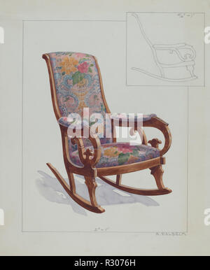 Fauteuil à bascule. En date du : ch. 1937. Dimensions : hors tout : 28,1 x 22,8 cm (11 x 9 1/16 in.) Objet : SAI Original 37 1/2"haut ; 24' de large ; 18'Deep (siège).. Médium : Aquarelle, crayon de couleur, graphite, et certains surélévation sur du carton. Musée : National Gallery of Art, Washington DC. Auteur : Alfred Walbeck. Banque D'Images