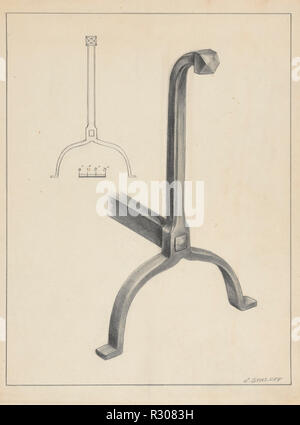 Andiron (l'une des paire). En date du : ch. 1936. Dimensions : hors tout : 29,5 x 21,6 cm (11 5/8 x 8 1/2 in.) Objet : SAI Original 16' de haut. Technique : acrylique sur carton. Musée : National Gallery of Art, Washington DC. Auteur : Jack Staloff. Banque D'Images