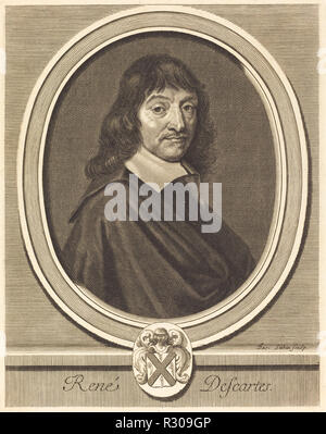 René Descartes. Dimensions : Plateau : 25,1 x 19,6 cm (9 7/8 x 7 11/16 in.) feuille : 26,2 x 20,9 cm (10 1/4 x 8 5/16 in.). Technique : gravure sur bois sur papier. Musée : National Gallery of Art, Washington DC. Auteur : Jacques Lubin. Banque D'Images