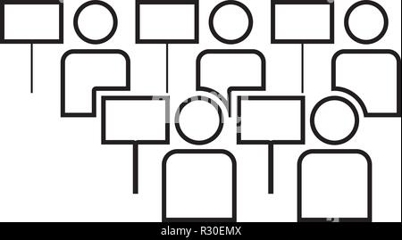 Démonstration du concept de protestation des manifestants révolution personnes idée problème social icon noir vecteur de couleur I télévision simple style libre o Illustration de Vecteur