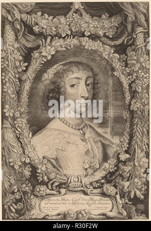 Henrietta Maria, reine d'Angleterre. En date du : 1650 ?. Technique : gravure et gravure. Musée : National Gallery of Art, Washington DC. Auteur : Jonas Suyderhoff D'après Sir Anthony Van Dyck. Banque D'Images