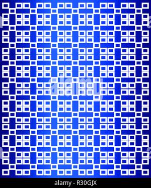 Motif carré blanc avec fond bleu. Motif géométrique rectangulaire. Modèle vectoriel Banque D'Images