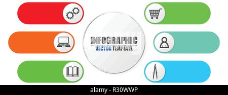 La technologie de l'éducation modèle vectoriel infographie service d'affaires avec 6 options Illustration de Vecteur