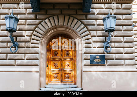 Entrée du Parlement de Lettonie. Riga, Lettonie, Pays Baltes, Europe Banque D'Images