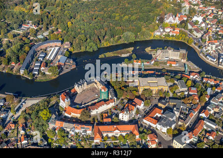 Vue aérienne, château, musée aperçu Bernburg, Schloßstraße, l'Saaleufer, Bernburg, cercle Paderborn, Saxe-Anhalt, Allemagne, Europe, , DEU, Eur Banque D'Images