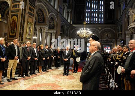 Athènes, Grèce. 21 Nov, 2018. Le président de la République grecque Prokopis Pavlopoulos vu dans la Cathédrale d'Athènes à la date anniversaire de forces armées grecques. Credit : Giorgos Zachos SOPA/Images/ZUMA/Alamy Fil Live News Banque D'Images