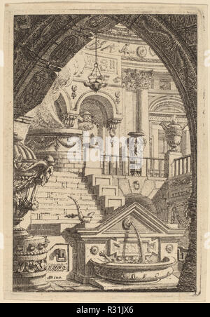 Fantasme d'un ancien temple. En date du : 1770/1780. Dimensions : plaque : 13,9 x 9,5 cm (5 1/2 x 3 3/4 in.) feuille : 14,4 x 10,2 cm (5 11/16 x 4 in.). Technique : gravure sur bois sur papier. Musée : National Gallery of Art, Washington DC. Auteur : Carl Schütz. Banque D'Images