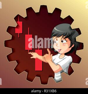 Candle stick diagramme marchand de graphique. Il s'appelle trois corbeaux noirs. Illustration de Vecteur