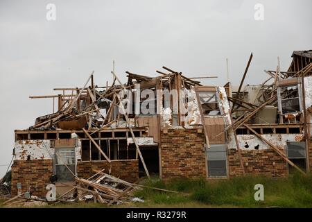 Août 2017 ouragan Harvey dommages importants causés par le vent et destruction totale du complexe d'appartements en briques et en bois à Rockport, Texas Banque D'Images