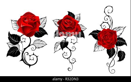 Illustration Dun Style De Tatouage Dun Bouton De Rose