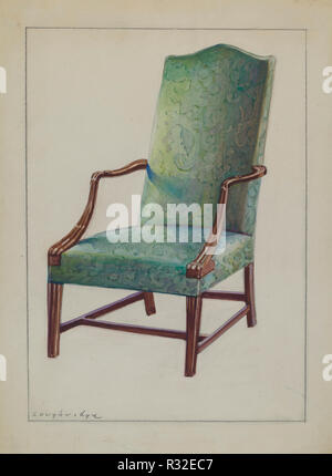 Side Chair. En date du : 1935/1942. Dimensions : hors tout : 30,3 x 22,8 cm (11 15/16 x 9 in.) Original SAI : aucun objet donné. Médium : Aquarelle, crayon de couleur et graphite sur papier. Musée : National Gallery of Art, Washington DC. Auteur : George Loughridge. Banque D'Images